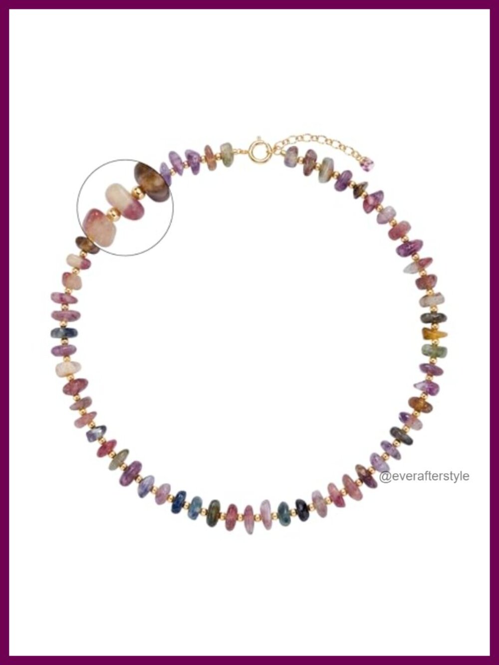 Handmade Tourmaline Beaded Choker Necklace Boho Chunky Women's Jewelry